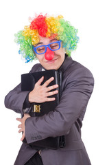 Clown businessman isolated on white
