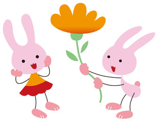 プレゼントするウサギ