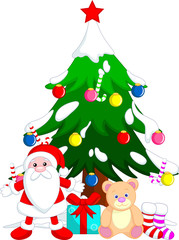 Christmas tree decorations and the prize santa claus