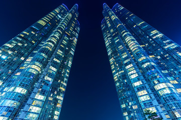 Modern building in Busan at night