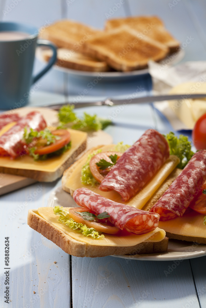 Wall mural Breakfast with a toasted bread