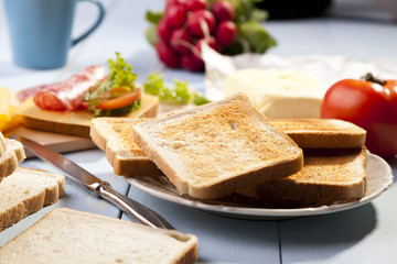 Breakfast with a toasted bread