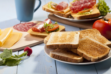 Breakfast with a toasted bread