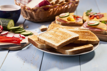 Breakfast with a toasted bread