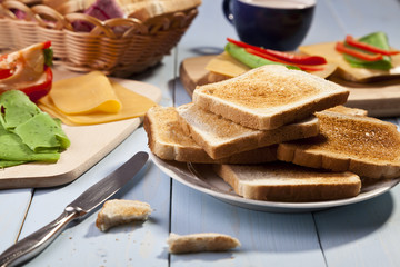 Breakfast with a toasted bread