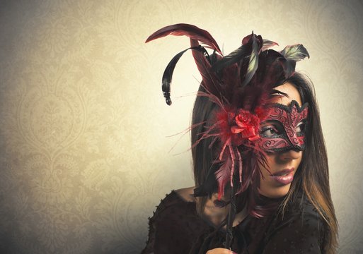 Beautiful woman in carnival mask