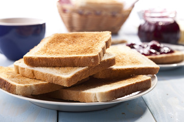 Breakfast with bread toast