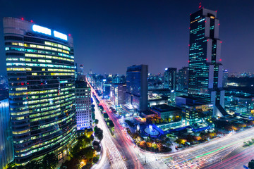 Gangnam district in Seoul at night
