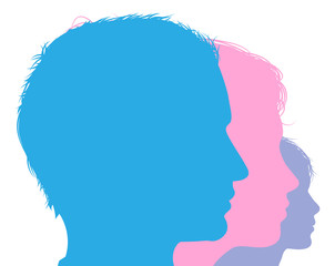 Family face silhouette