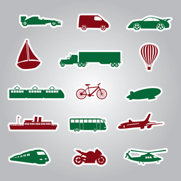 means of transport icon stickers eps10