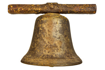 Medieval church bell isolated on white
