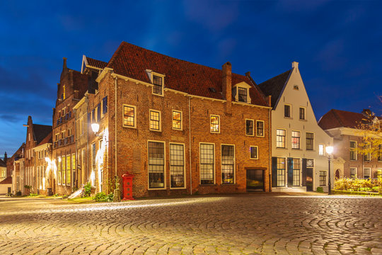 Evening view of the Dutch historic city centre of Deventer