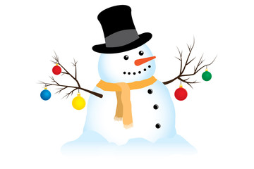 A vector illustration of a smiling snowman.