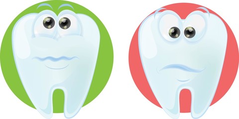 Мультфильм мило зуб с разными эмоциями