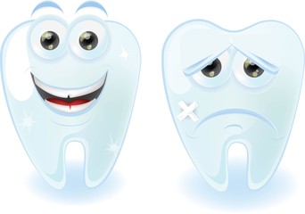 Мультфильм милый зубы с разными эмоциями