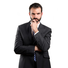 Fototapeta premium business man thinking over white background