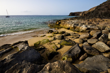 coastline rock   waand summer in lanzarote spain