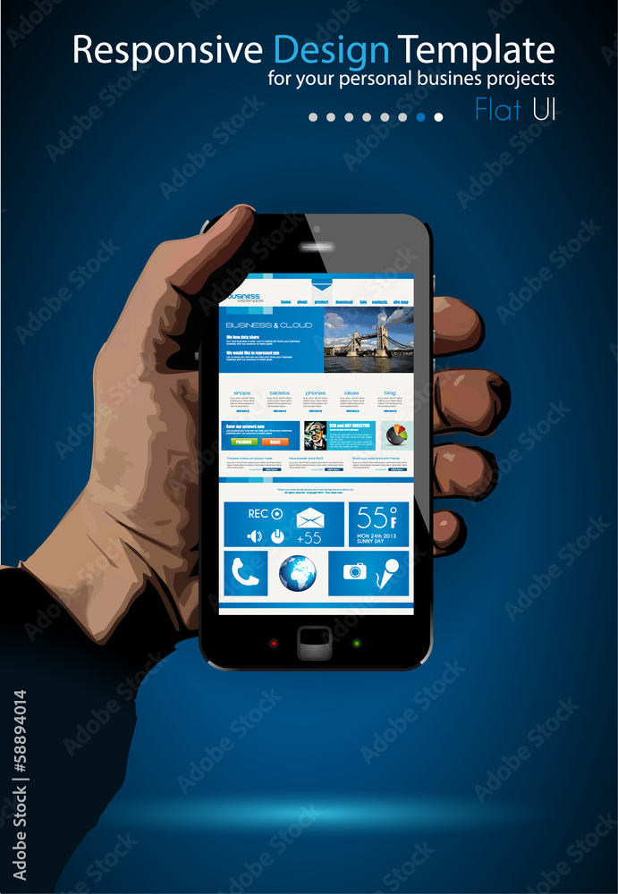 Poster ui flat design elements in a modern smartphone