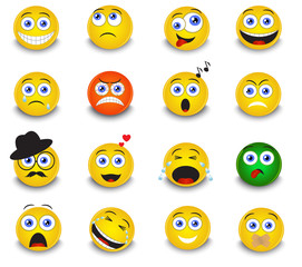 Fototapeta premium set of round yellow emoticons on white background