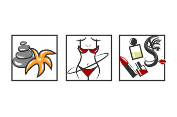 Spa, health care and beauty symbols