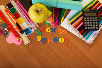 Inscription from the plastic letters ''Back to school''