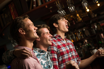 portrait of the fans in the bar