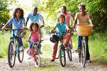 Fototapeta na wymiar Multi Generation African American Family On Cycle Ride