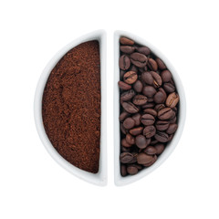 Two ceramic plates with coffee