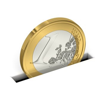 Eine Euro-M&uuml;nze wird gespart