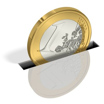 Eine Euro-M&uuml;nze wird gespart