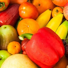 red pepper and mixed fruits