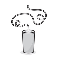 Isolated white cup with crazy looping straw