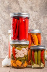 Pickled mixed vegetables home canning