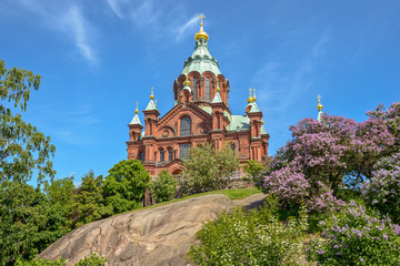 Fototapeta na wymiar Uspenski cathedral in Helsinki, Finland