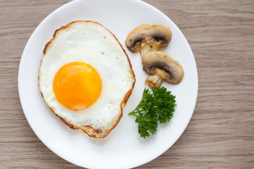 Fried mushrooms and egg
