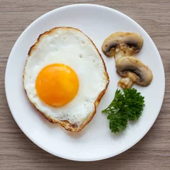 Printed kitchen splashbacks Fried eggs Fried mushrooms and egg