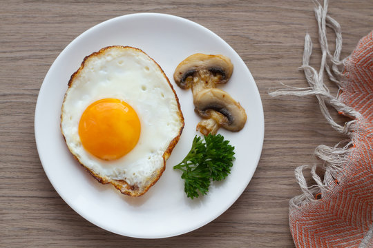 Fried mushrooms and egg