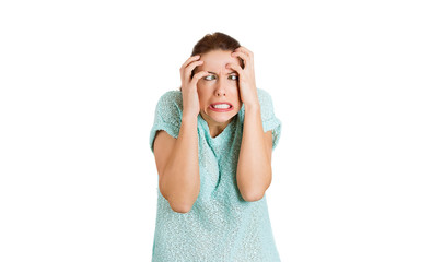 Stressed, neurotic , crazy looking woman