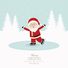 santa skate on ice snowy winter background