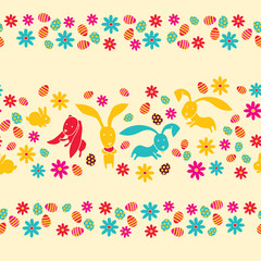 Seamless spring border with easter eggs