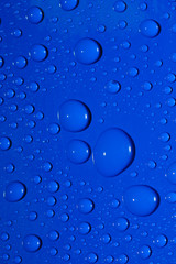 water drops on blue background