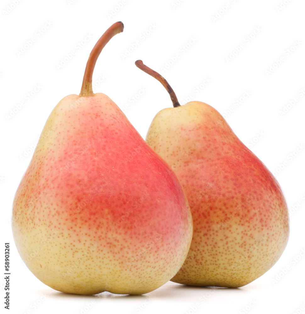 Wall mural Ripe pear fruit isolated on white background cutout