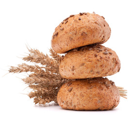 hamburger bun or roll and wheat ears bunch   cutout