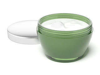 Cosmetics cream in green package