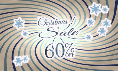 Fototapeta na wymiar vintage wooden Christmas discount 60 percent off label