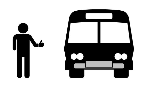 Auto stoppeur et un bus