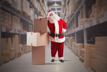 Santa Claus courier - obrazy, fototapety, plakaty