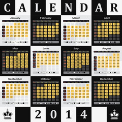Calendar 2014 - chessboard background