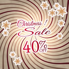 red vintage wooden Christmas discount 40 percent off symbol