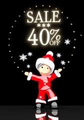 santa claus under a glaring Christmas sale 40 percent off label